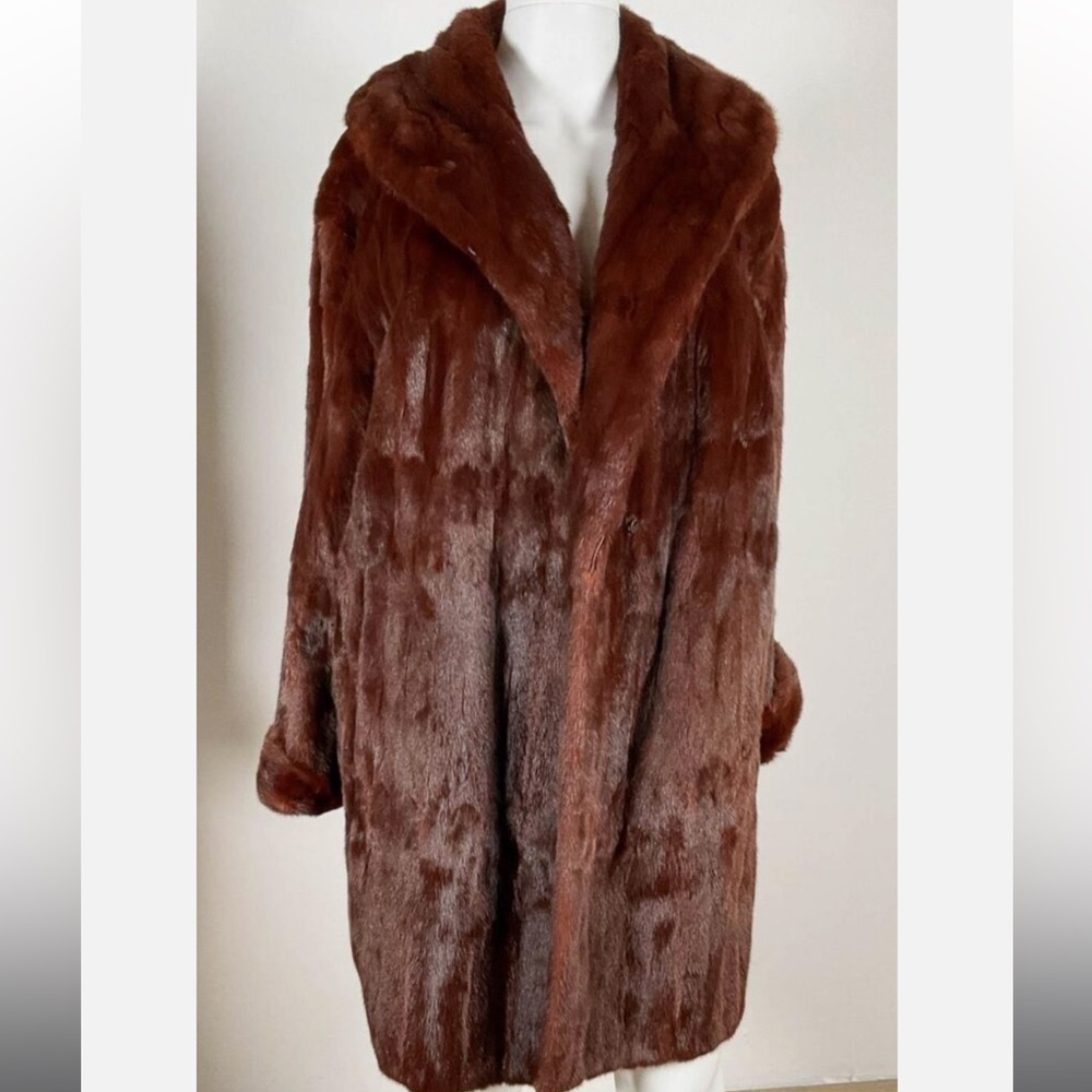Vintage Red Mink 100% Real Fur Soft Womens Coat Small-Medium Pristine Condition